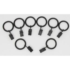 Metal Curtain Drapery Rings with Clips, 8 Pk, 1-inch Inner Diameter, Fits up to 3-4 inch Rod - 1 of 2