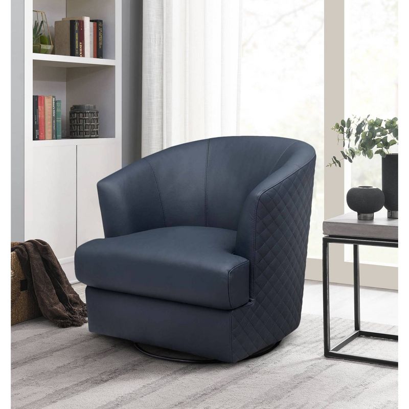 Benfield Top Grain Leather Swivel Chair Navy - Abbyson Living, 3 of 11
