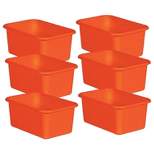 Teacher Created Resources Plastic Storage Bin Small 7.75" x 11.38" x 5"  Orange Pack of 6