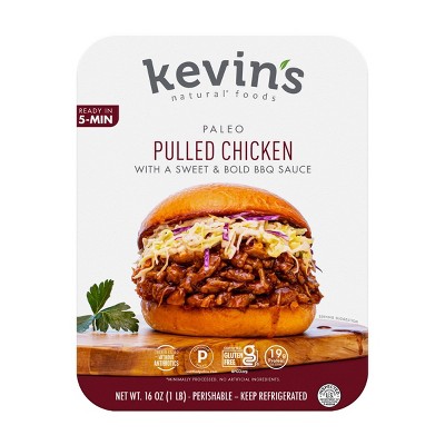 Kevin's Natural Foods Gluten Free Pulled Chicken with BBQ Sauce - 1lb
