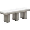 Kings Brand Furniture - Avilla Kitchen Dining Room Vinyl Upholstered Bench, Champagne/White - 3 of 3