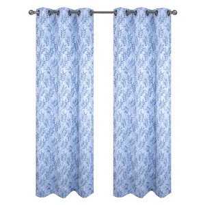 RT Designer Collection Ellis Jacquard 2 Pack Luxurious Modern Design Curtain Panel Pair 36" x 84" Wedgwood - 1 of 4