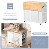 Okak Kitchen Cart with Power Outlet, Kitchen Island Table with Drop Leaf and Adjustable Storage, 5 Wheels Kitchen Island for Home, Kitchen - 4 of 4