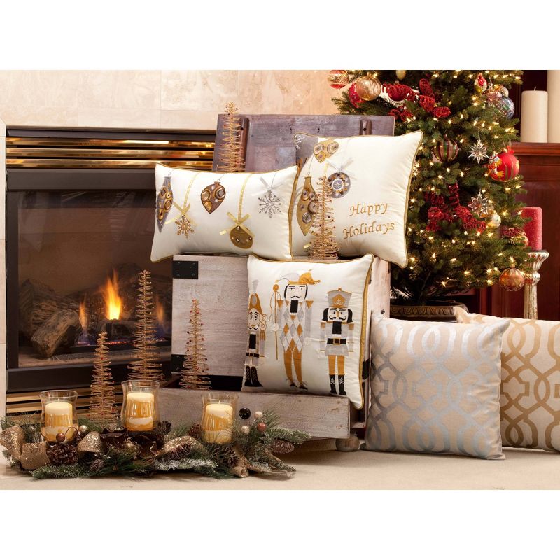 16.5&#34;x16.5&#34; Indoor Christmas Nutcrackers Gold/Silver Square Throw Pillow White/Gold - Pillow Perfect, 4 of 6