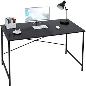 FurnitureR Home Office Desk 47.2-Inch, Simple Computer Desk with Sturdy Metal Legs, Multi-Purpose Writing Table for Students, Work, or Study, Black - 1 of 4