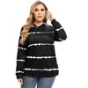 WhizMax Women Plus Size Striped Color Block hoodie Drawstring Long Sleeve Hooded Pullover Sweatshirt - 3 of 4