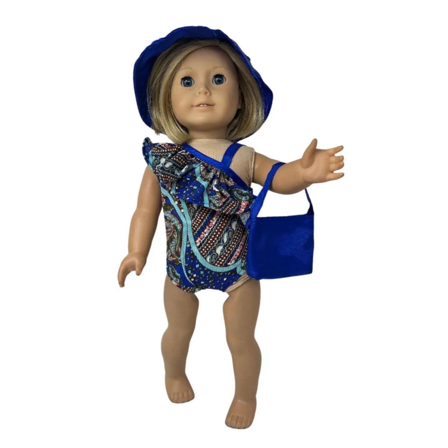 Детский купальник Doll Clothes Superstore Paisley Bathing Suit with Hat & Bag for 18 Inch Girl Dolls — фото 2