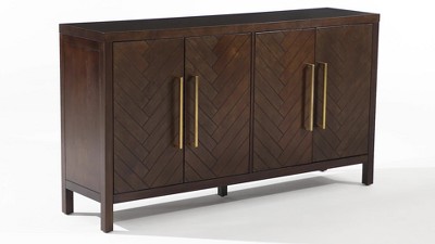 Herringbone Dark Brown Sideboard with Cable Management