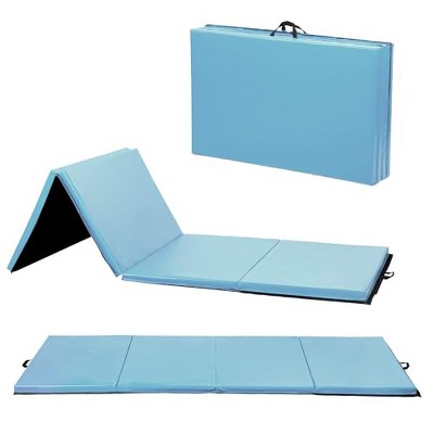 FDW Yoga Arts Mat Gymnastics Mat Wrestling Mat Tumbling Mat Gym Mat Folding Gymnastic Mat Thick PU Leather Exercise Mat for Tumbling Stretching