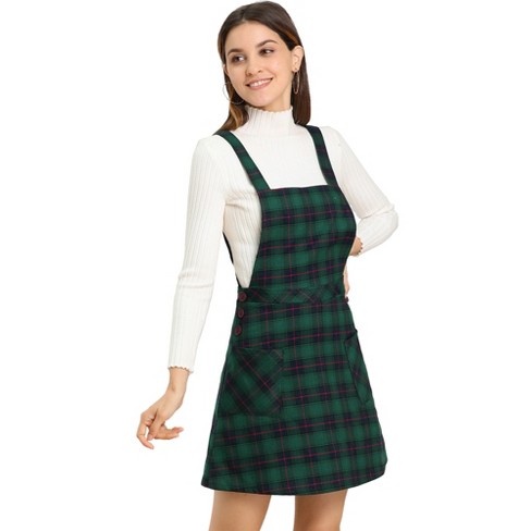 Plaid cheap overall dress