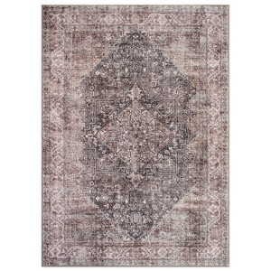 World Rug Gallery Calista Multi Vintage Indoor Rug – Machine Washable Flat Pile with Non-Slip Backing - 1 of 4