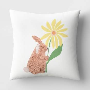 Square Bunny and Flower Throw Pillow - Room Essentials™