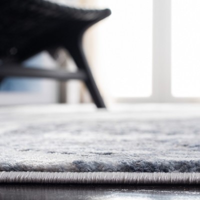 Blue and Grey Abstract Square Synthetic Area Rug