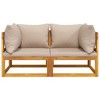 VidaXL Sectional Corner Sofas 2 pcs with Taupe Cushions Solid Wood Acacia - 3 of 4