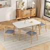 5 PCS Mid-Century Modern Design Dining Set, Faux Wood Top Dining Table, Upholstered Wood Frame Chairs with Polyester Cushion-Baofuwish - 3 of 4