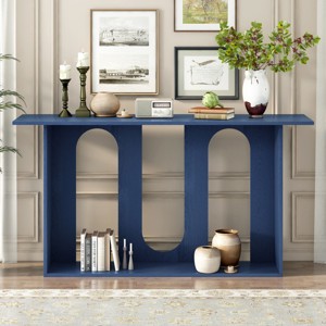 60" Modern Console Table with Arched Base and Lower Shelf for Entryway,Hallway,Living Room,Foyer-Baofuwish - 1 of 4