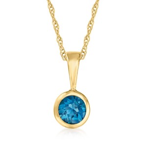 Pure Collection by Ross-Simons 0.26 Carat London Blue Topaz Pendant Necklace in 14kt Yellow Gold - 1 of 4