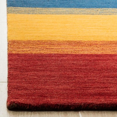 Handmade Multicolor Wool Striped 3' x 5' Area Rug