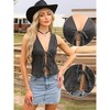 INSPIRE CHIC Women's Denim V Neck Tie Front Sleeveless Summer Causal Cropped Jean Vests - 2 of 4