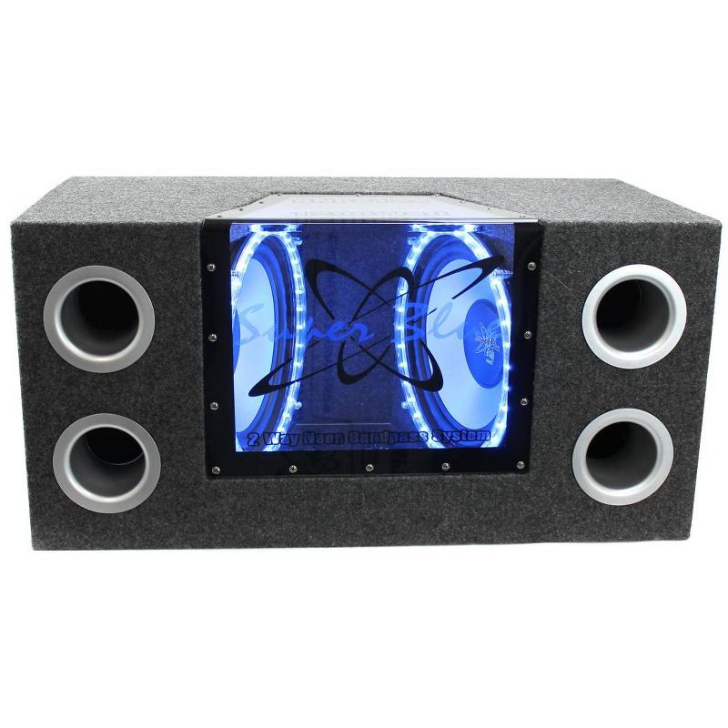 Pyramid BNPS102 10" 1000W Dual Car Audio Subwoofers w/Bandpass Box and Neon, 1 of 7