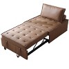 Multipurpose Faux Leather Ottoman Lazy Chair Pulling Out Sofa Bed for Bedroom-Christopher Knight Home - 2 of 4