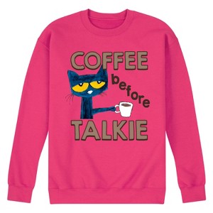 Men's - Pete the Cat - Coffee Before Talkie- Men's Crew Fleece Sweatshirt Graphic Fleece Sweatshirt - 1 of 4