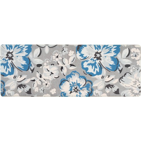 World Rug Gallery Modern Floral Anti Fatigue Standing Mat - Blue 18x47 :  Target