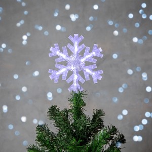 Northlight 14.75" LED Lighted Clip-On Snowflake Christmas Tree Topper, White Lights - 1 of 4