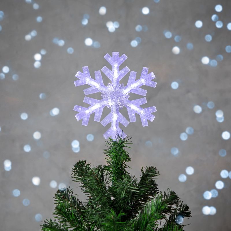 Northlight 14.75" LED Lighted Clip-On Snowflake Christmas Tree Topper, White Lights, 1 of 7