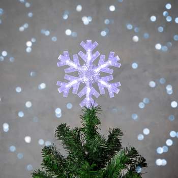 Northlight 14.75" LED Lighted Clip-On Snowflake Christmas Tree Topper, White Lights