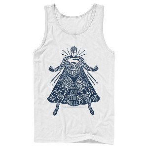 Men's Superman Figure Words Collage Tank Top - 1 of 4