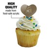 Bryant University Bulldogs Logo Heart Love Cupcake Picks Toppers Decoration Set of 6 - 3 of 4
