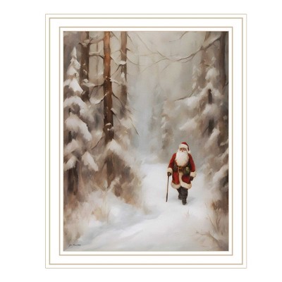 HomeRoots Santa's Winter Stroll White Framed Wall Art