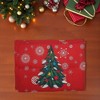 Unique Bargains Christmas Place Mats Christmas Tree with Baubles Linen Red Green White 13"x17.7" 2 Pcs - 2 of 4