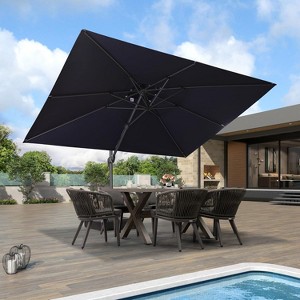 PURPLE LEAF Patio Umbrella with Base Outdoor Rectangle Large Cantilever Umbrella Heavy Duty Outdoor Market Umbrella for Garden Deck Backyard Pool - 1 of 4