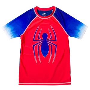 Marvel Avengers Spider-Man Hulk Black Panther Iron Man Thor Rash Guard Swim Shirt Toddler - 1 of 4