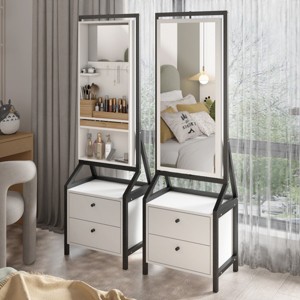 360° Swivel Jewelry Armoire, Jewel Armoire With 2 Bottom Drawer, Jewelry Box For Women With Spacious Storage Area-Cuddlewood - 1 of 4
