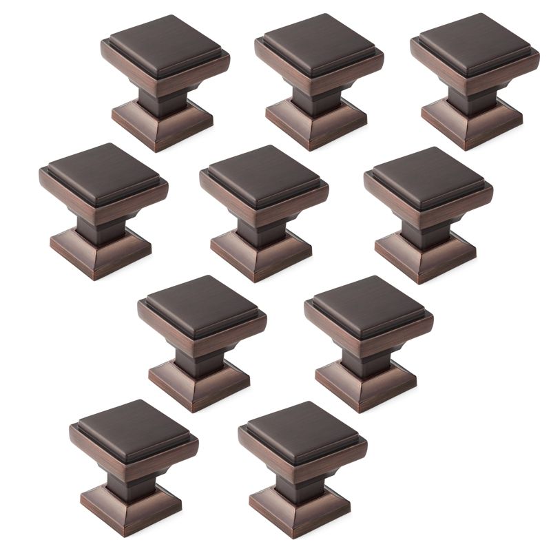 Cauldham Solid Kitchen Cabinet Knobs Pulls (1-1/8" Square) - Transitional Dresser Drawer/Door Hardware - Style S685 - Oil Rubbed Bronze, 3 of 6