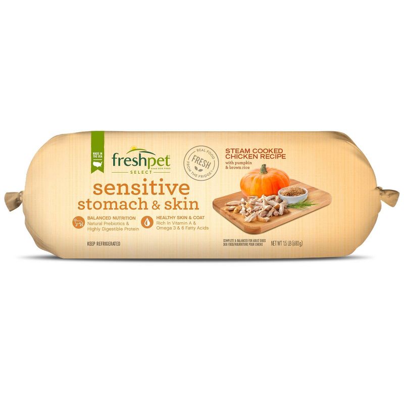 Freshpet Select Roll Sensitive Stomach &#38; Skin Chicken Recipe Refrigerated Wet Dog Food - 1.5lbs, 1 of 4