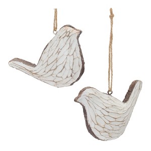 Christmas Hanging Bird Ornaments Cream and Brown 4 inch – 12 Count by Melrose - 1 of 3