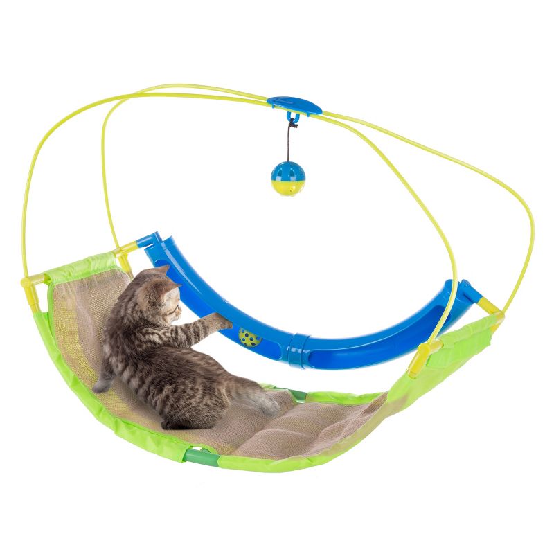 Interactive Cat Toy Rocking Activity Mat- Swing Playing Station with Sisal Scratching Area, Hanging Toy, Rolling Ball for Cats and Kittens by PETMAKER, 2 of 4