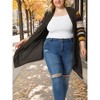Agnes Orinda Women's Plus Size Christmas Asymmetric Colorblock Open Front Knit Cardigans - 2 of 4