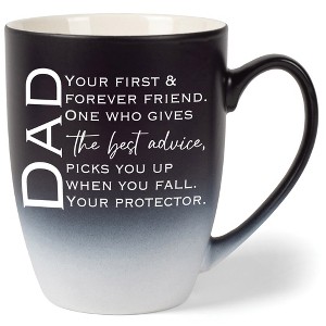Dad: Your First & Forever Friend One Who Gives Best Advice Two Toned Matte Black White 12 ounce Ceramic Stoneware Coffee Cup Mug - 1 of 4