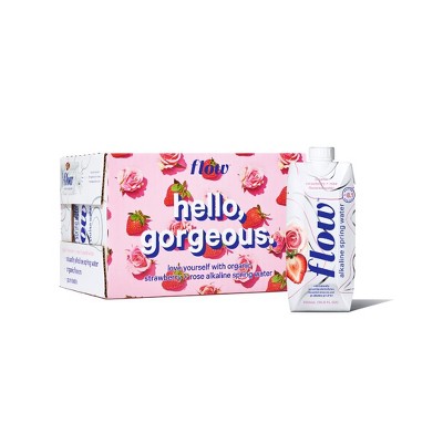 Flow Alkaline Spring Water | 12 pack of 500ml - Strawberry + Rose