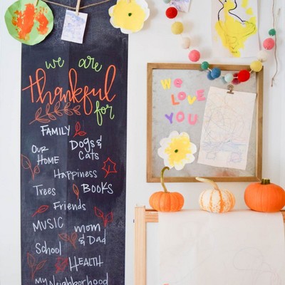 Large Black Chalkboard Adhesive Wallpaper Roll with Chalks and Eraser Cloth