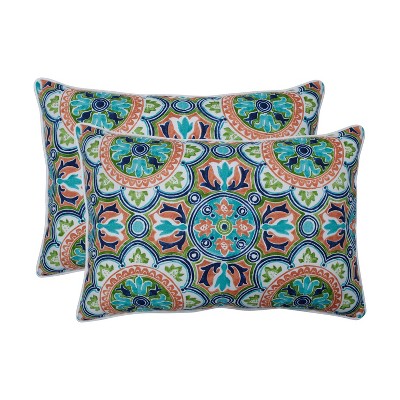 2pk Lagoa Tile Flamingo Oversized Rectangular Outdoor Throw Pillow Blue - Pillow Perfect