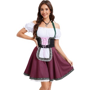 Womens Off Shoulder Halter Costumes for Traditional Carnival Halloween 1 Piece Party Dress - 1 of 4