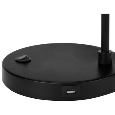 Adjustable Black Metal Desk Lamp with USB Port