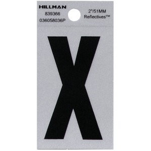 Hillman 2 in. Reflective Black Vinyl Self-Adhesive Letter X 1 pc (Case of 6) - 1 of 1