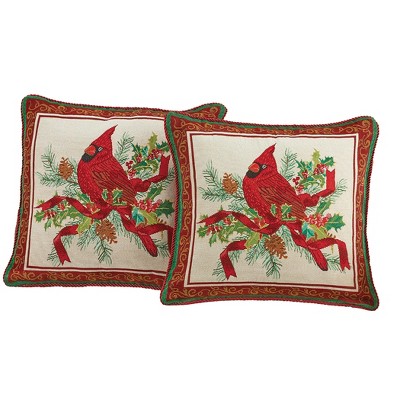 Collections Etc Cardinal Tapestry Accent Pillow Covers - Set of 2 17 X 17 X 1
